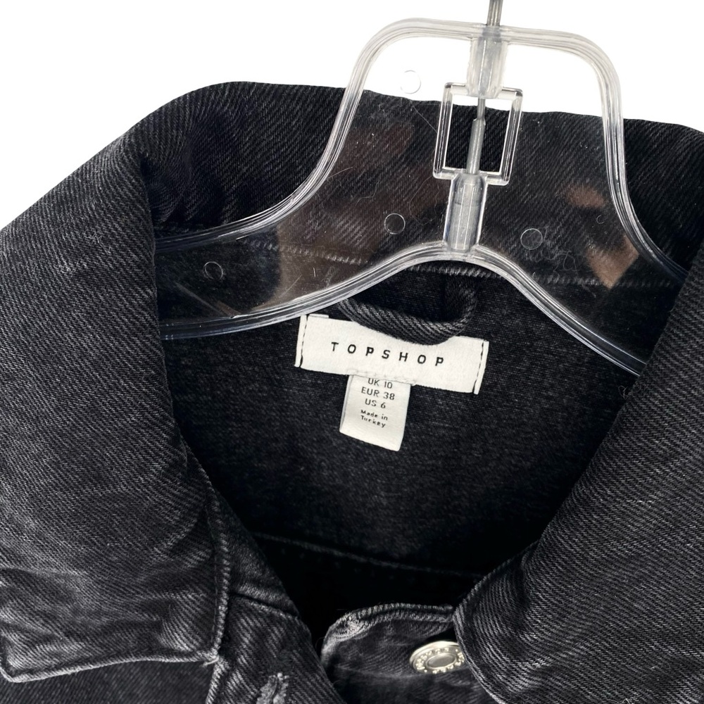 Topshop Black Denim Jean Jacket Moto - Picture 3 of 7
